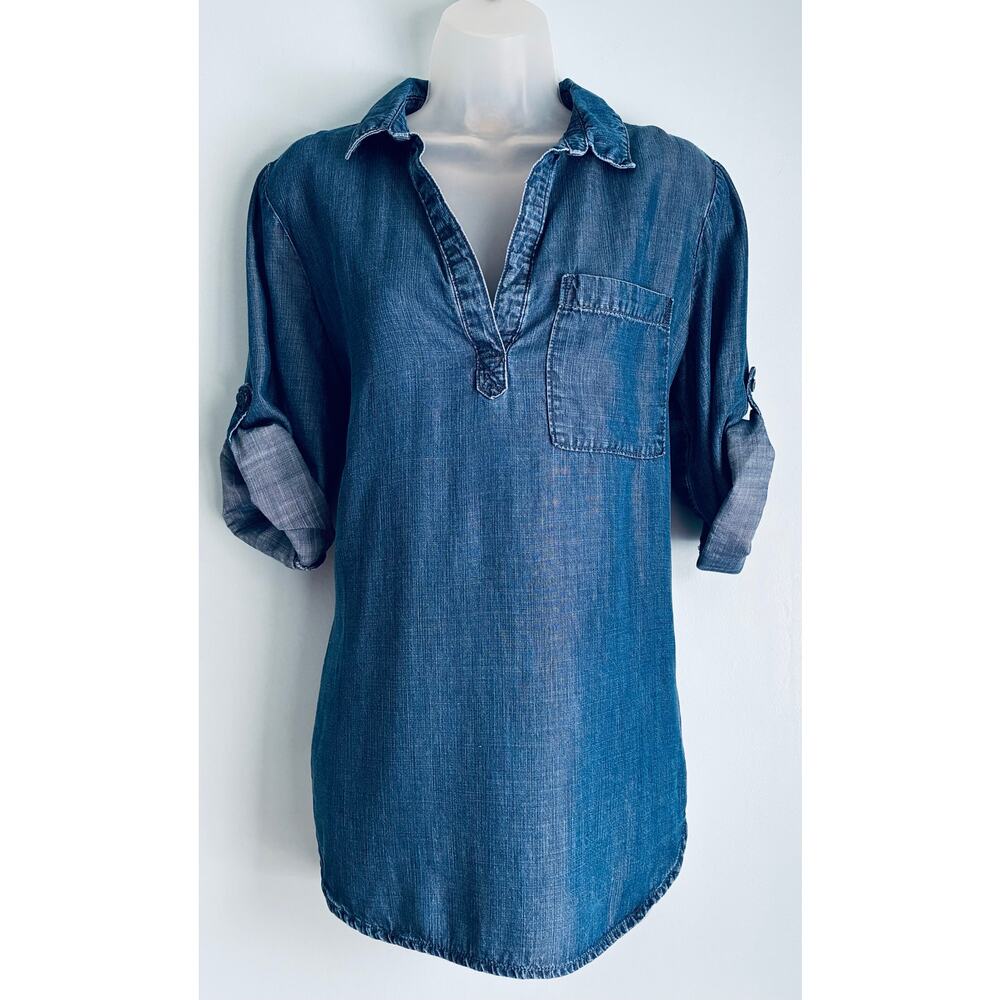 Anthropologie Cloth & Stone Denim Top Medium Western Boho